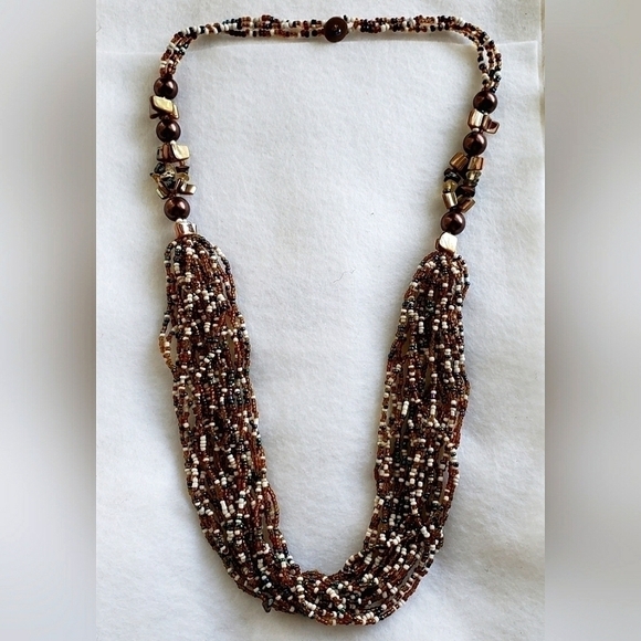 None/Artisan Jewelry - COSTA RICAN BEADED ARTISAN NECKLACE BROWN COPPER